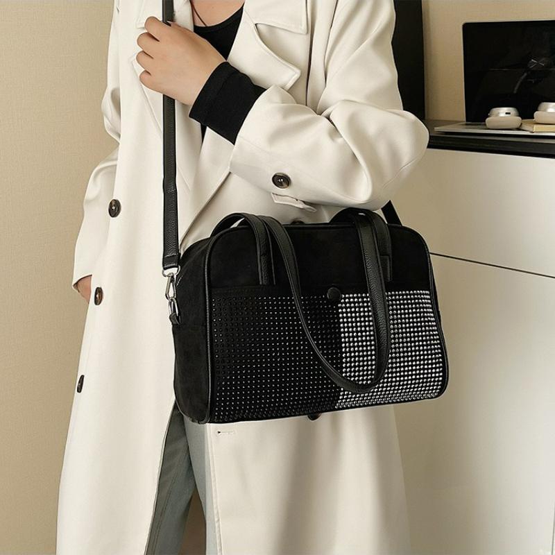Style Shoulder Bag Women Autumn Winter New Korean Small Crossbody Bag Rhinestone Patchwork Large Capacity Commuter Underarm Bag