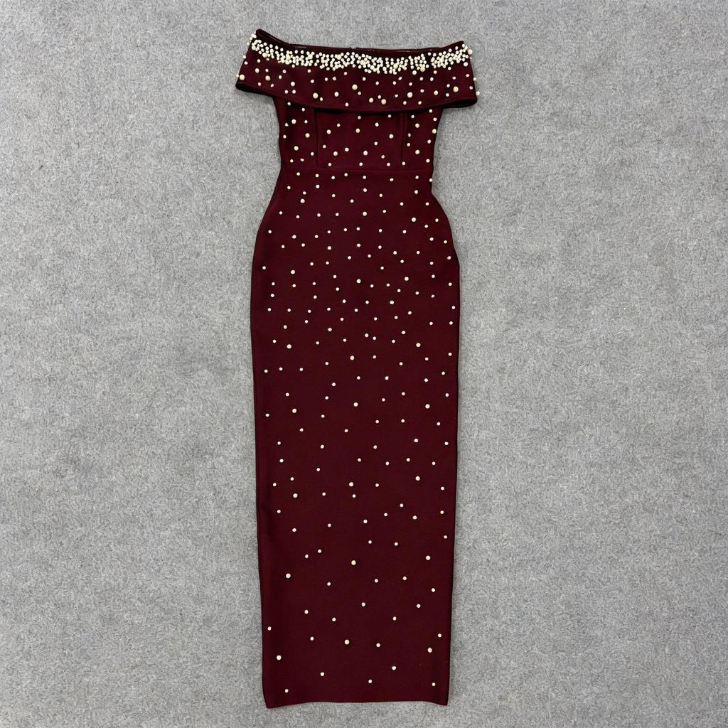 Cross-Border Women's Sexy One-Shoulder Bandage Evening Dress