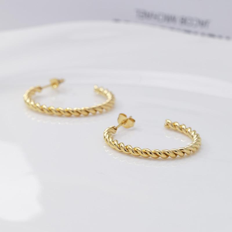 Cross -Border European And American Women 'S Female Twist Line Stainless Steel Earrings