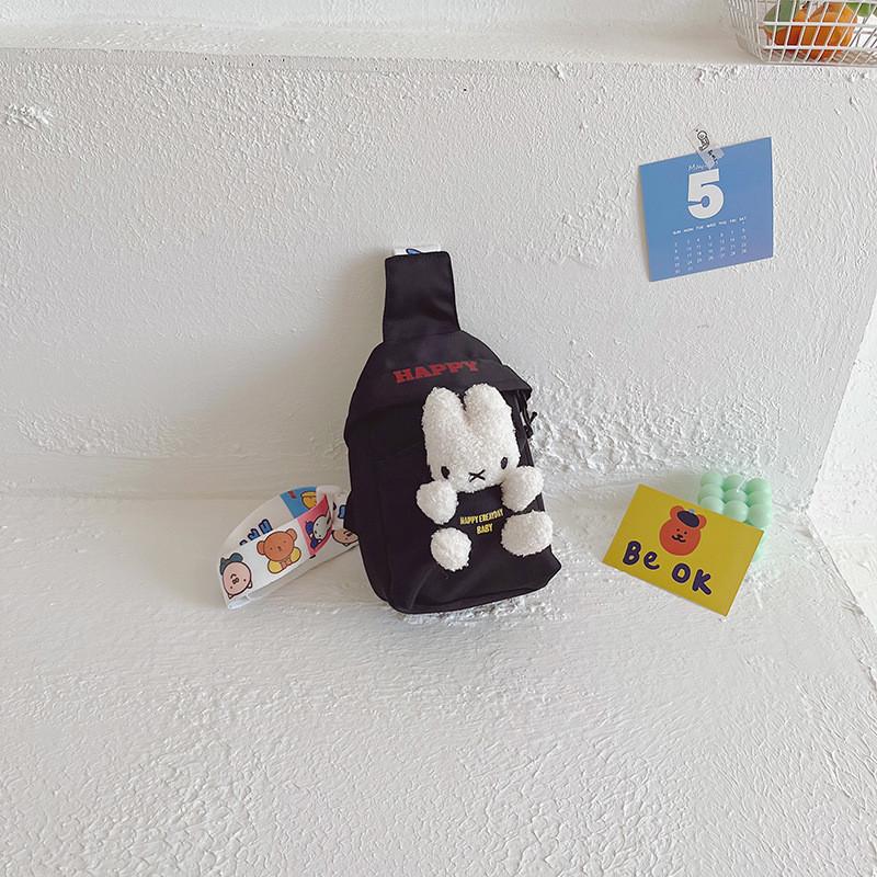 

Adorable Children s Plush Bunny Crossbody Bag Stylish Cartoon Design For Fun Outings чёрный