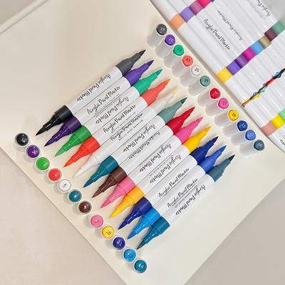 36pcs/72 Colors Dual Soft Brush Tip Acrylic Paint Marker Pens Set – No Bleeding, Multi-Surface Use for Art & Crafts