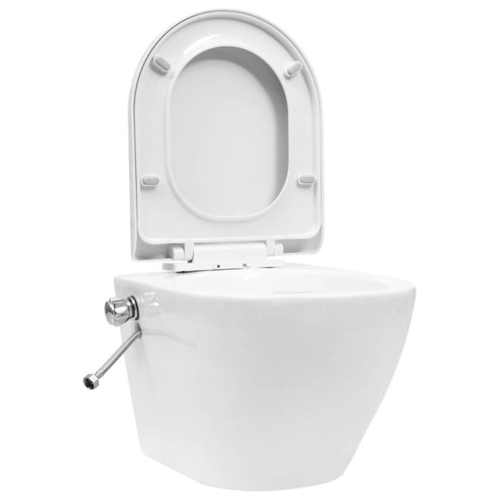 VidaXL Toilette murale sans bord à fonction de bidet Céramique Blanc