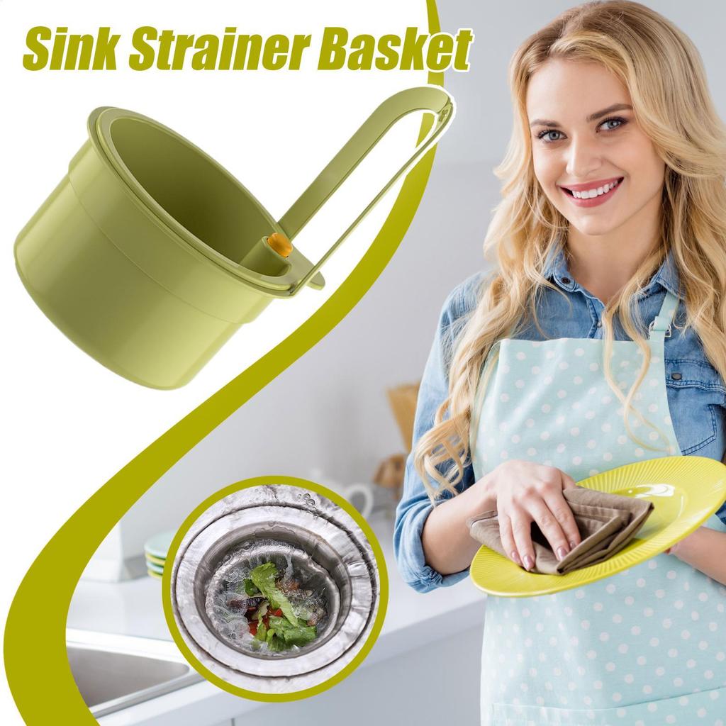 Kitchen Sink Strainer Basket Press Automatic Dumping Hangable Filter Fruit Vegetable Leftover Waste Draining Colander for Home