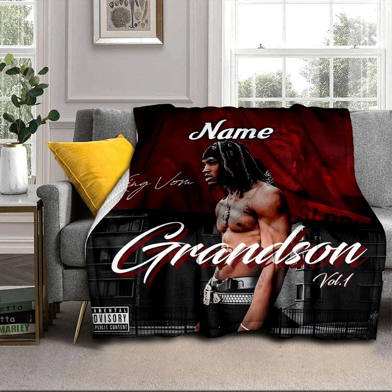 Custom Name King Tattoo Art Blanket bed sofa Blanket Flannel Blanket for Camping, Hiking, Picnic Essentials,gift for family and friends