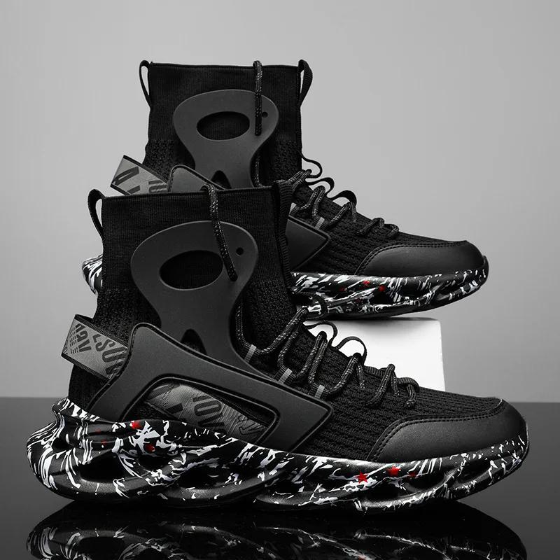 New Exquisite Men's Sneakers High Top Trend Versatile Casual Shoes Mesh Breathable Lightweight Sports Running Shoes