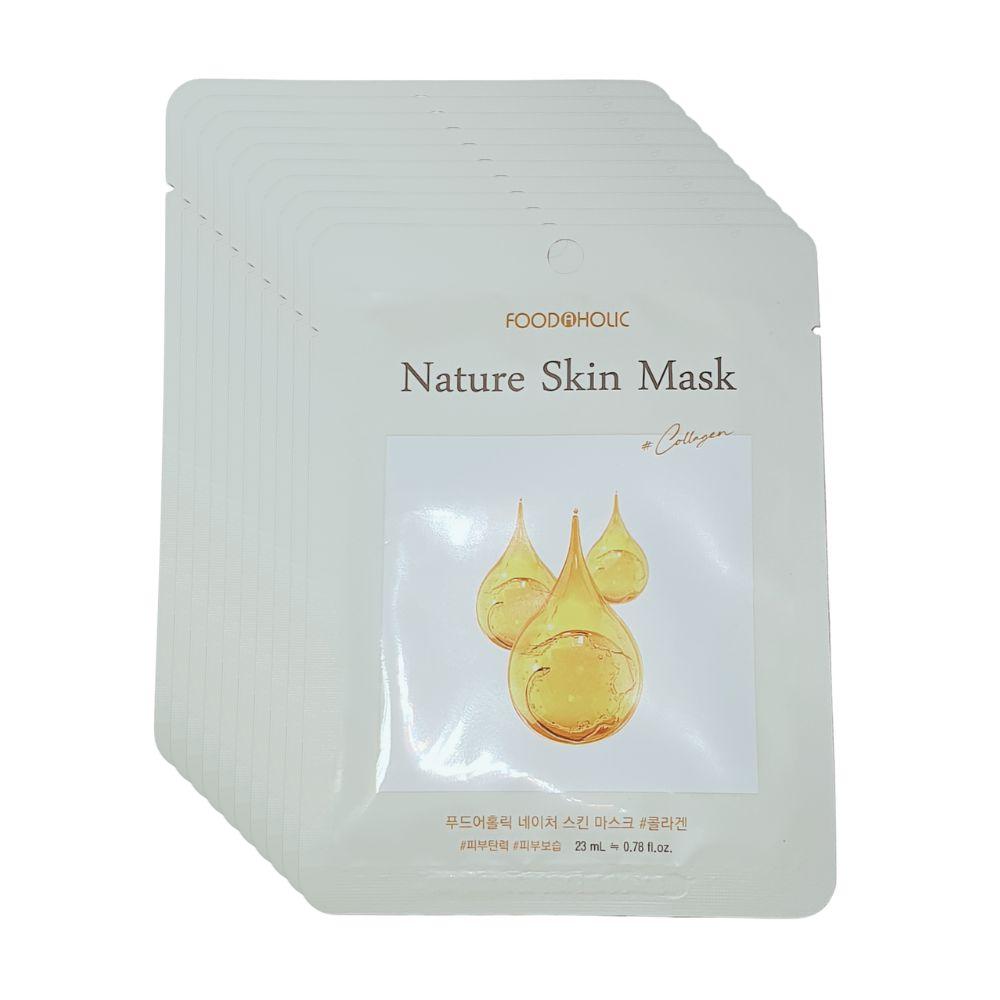

Foodaholic Nature Skin Коллагеновая маска-патч Укрепляющая и увлажняющая тканевая маска Набор (23 мл х 10 шт.) 23ml x 10pcs / 0.78 fl.oz. x 10 sheets