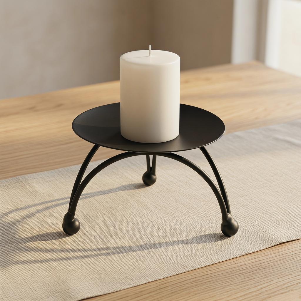 Minimalist Holder Gold Black Stable Tripod Pillar Candle Stand for Heat-Resistant Home & Wedding Tabletop Decor