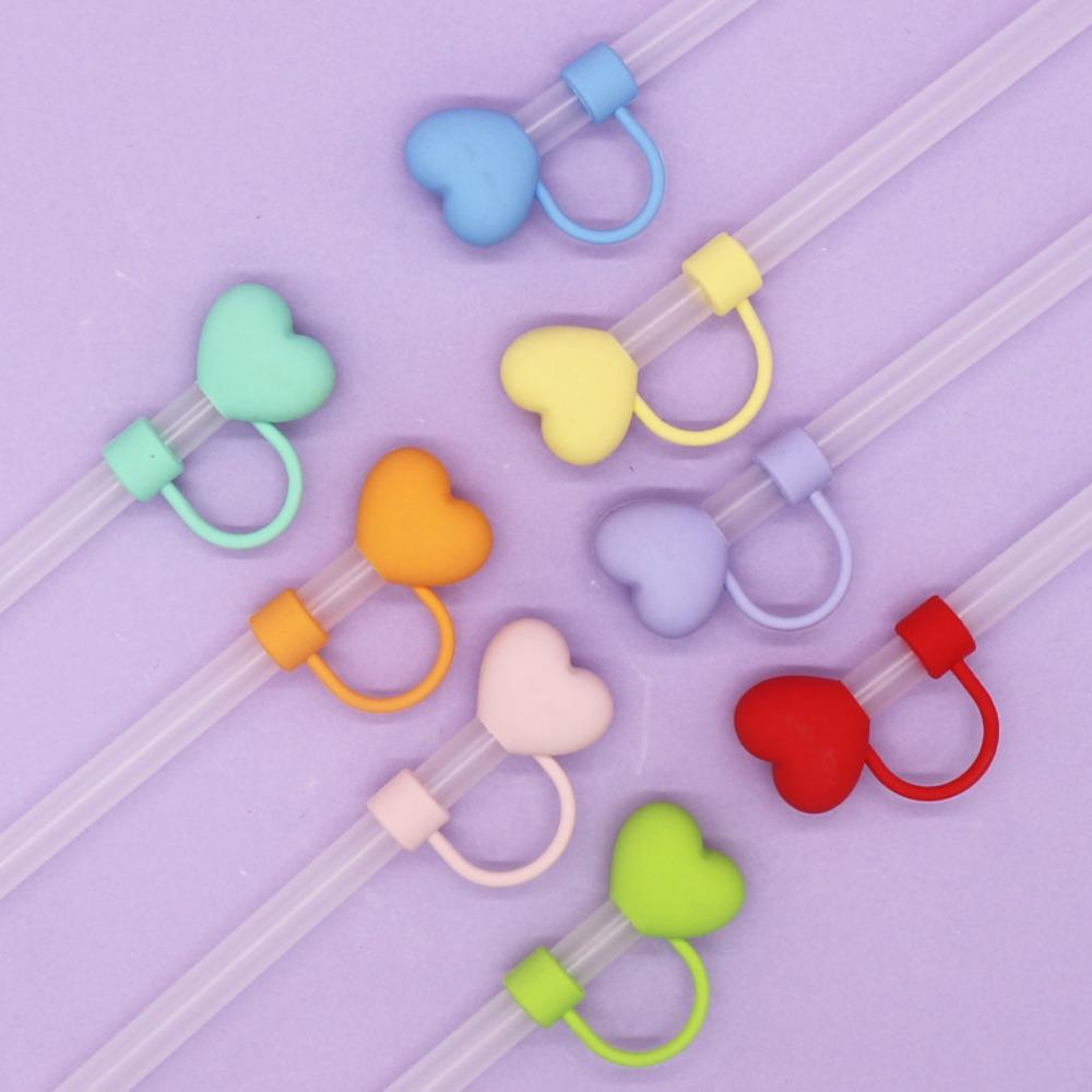

3pcs Dustproof Straw Topper Splash Proof Straw Plug Heart Shaped Straw Cap Valentine s Day фиолетовый