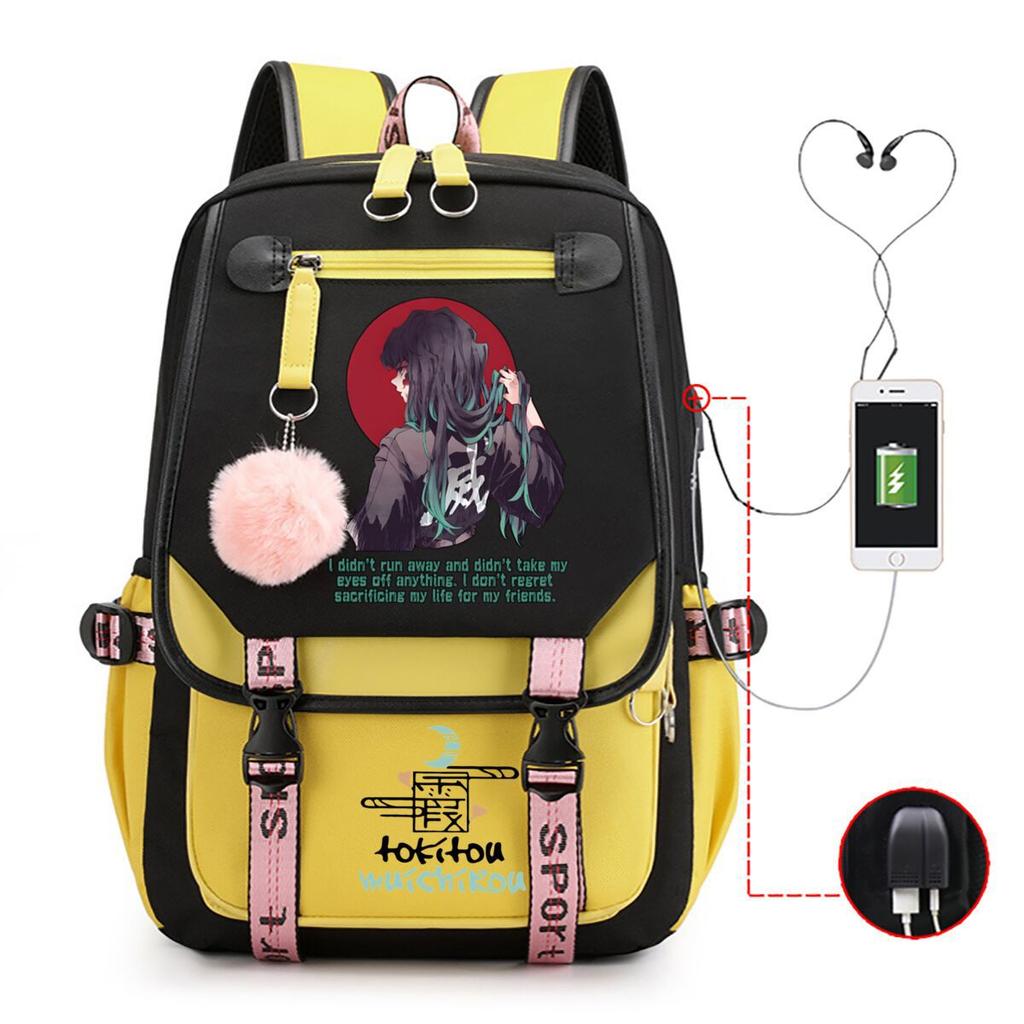 Ghost extermination surrounding animation schoolbag large capacity with usb academy wind junior high school student casual backpack
