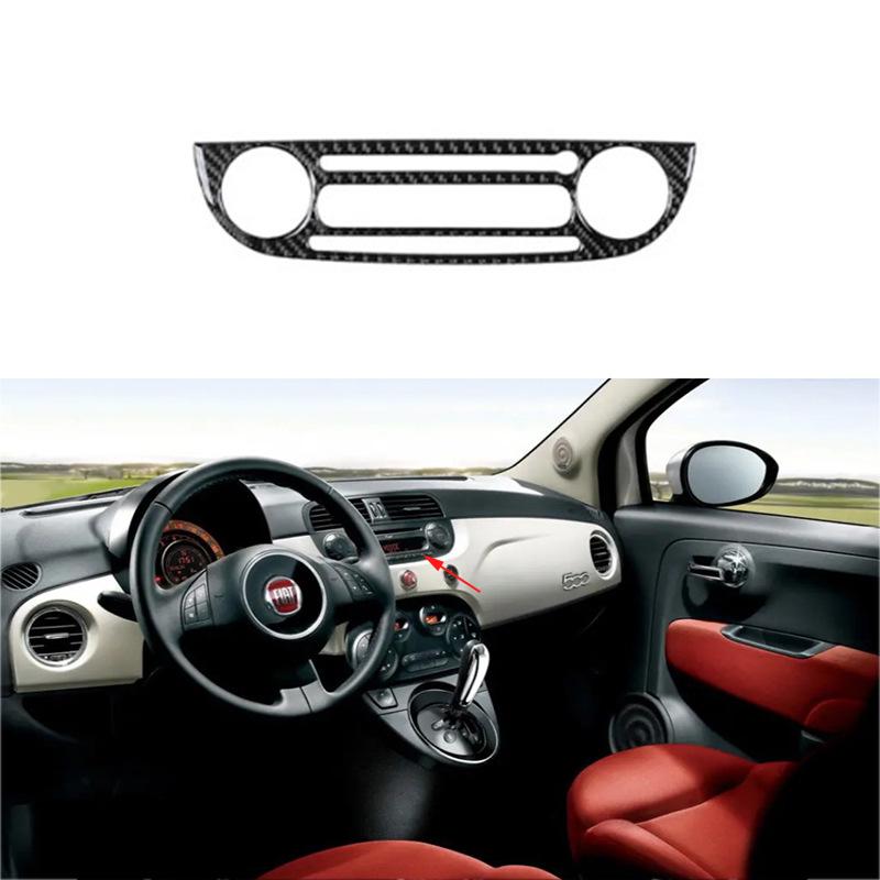 Carbon Fiber Style Center Console Sticker for 2012-2015 Fiat 500: CD Control Panel Decoration