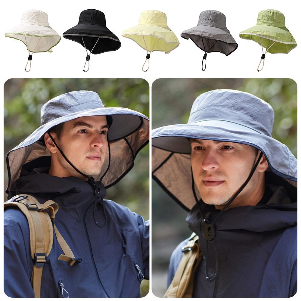 Wide Brim Sun Hat Anti-UV Bucket Hat New Safari Cap Hiking Fishing