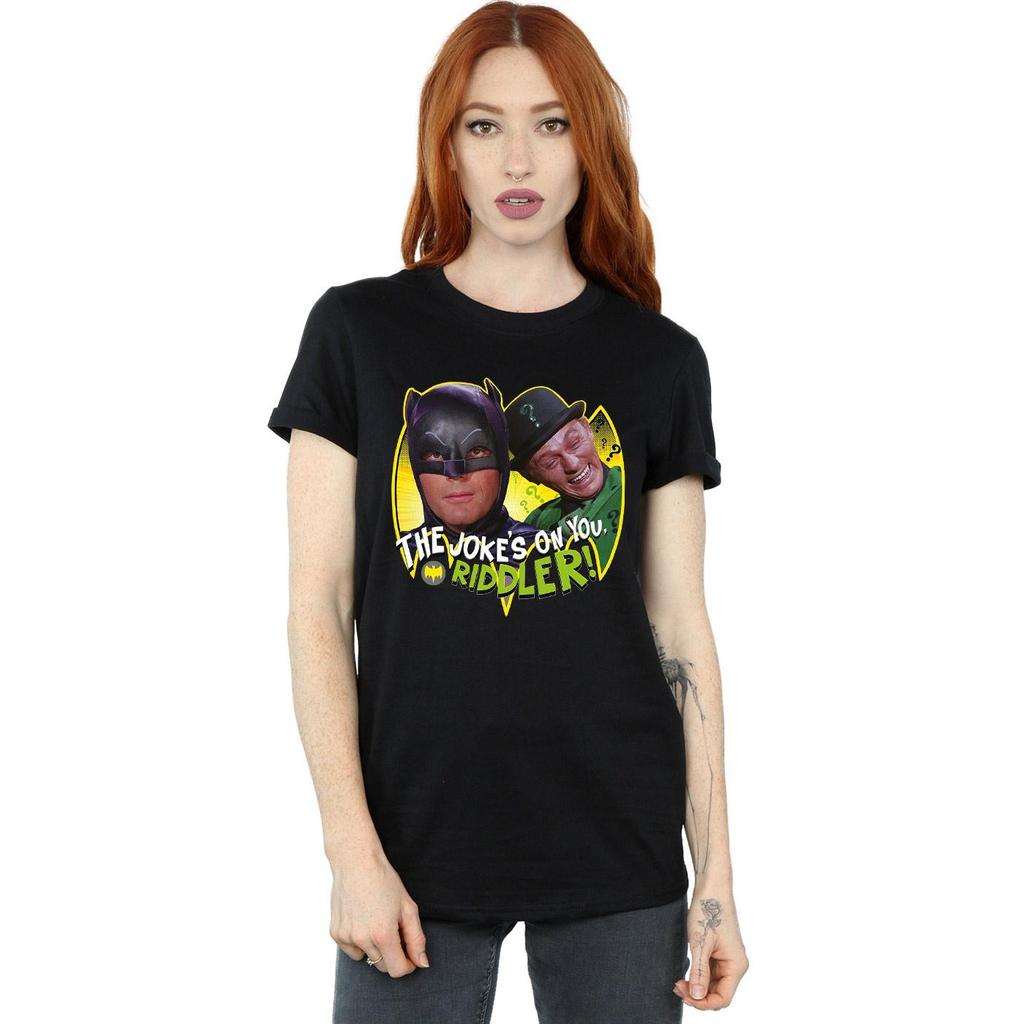 DC Comics Womens/Ladies Batman TV Series The Riddler Joke Cotton Boyfriend T-Shirt