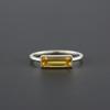Baguette Citrine Stacking Ring, 925 Solid Sterling Silver, Minimalist Handmade Statement Ring, Everyday Wear Jewelry