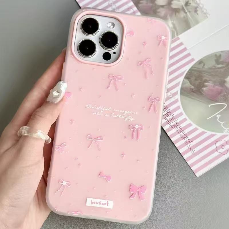 Luxury Bow Knot Phone Case for iPhone 16 15 14 13 12 Pro Max 11 14 Plus Casing Shockproof Bumper Fundas