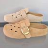 Cowhide Version~ Thick-soled Bag Head Slippers for Women To Wear Spring New Hole Shoes, Boken Tow a Pedal Sandals