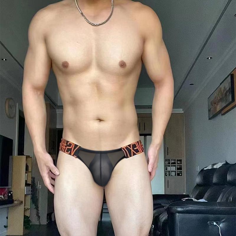 Slip da uomo sexy High Fork, intimo trasparente, ultrasottile, morbido, pantaloni da uomo con grande tasca a U e sollevamento fianchi