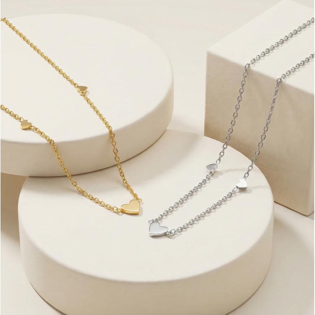 Heart Necklace Anti-allergy Stainless Steel Choker Chain Link Necklaces for Women Dainty Minimalist Fashion Accessories
