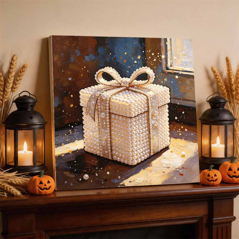 DIY Mini Framed Pearl Bead Art Kit Gift Box Design Sparkling Canvas Painting Relaxing Craft for Adults Handcrafted Home Decor Art Set
