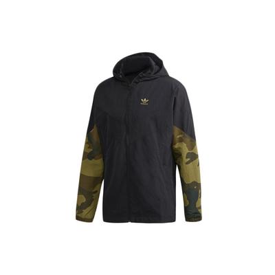 Originals Camo Patchwork Sports Hooded Jacket Men Outerwear Black FM3359