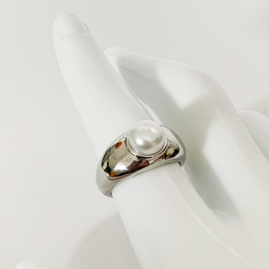 Korean Pearl Wide Band Adjustable Ring - Women's Elegant Versatile Design