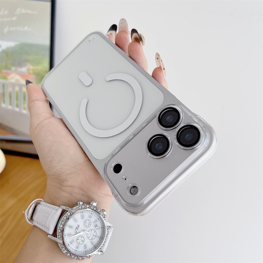 Plating Clear Half Pack Case For Magsafe For iPhone 17 14 13 15 16 Pro Max Plus Air Glass Lens Ultra Thin Frameless Cover