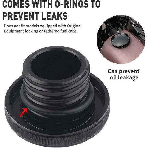 Fuel Gas Tank Oil Cover Retro Right-Hand Thread for Harley,Black | Gas Cap with O-Ring for Sportster XL 1992+ Dyna 1992-2017, for Softail 2000-2017,