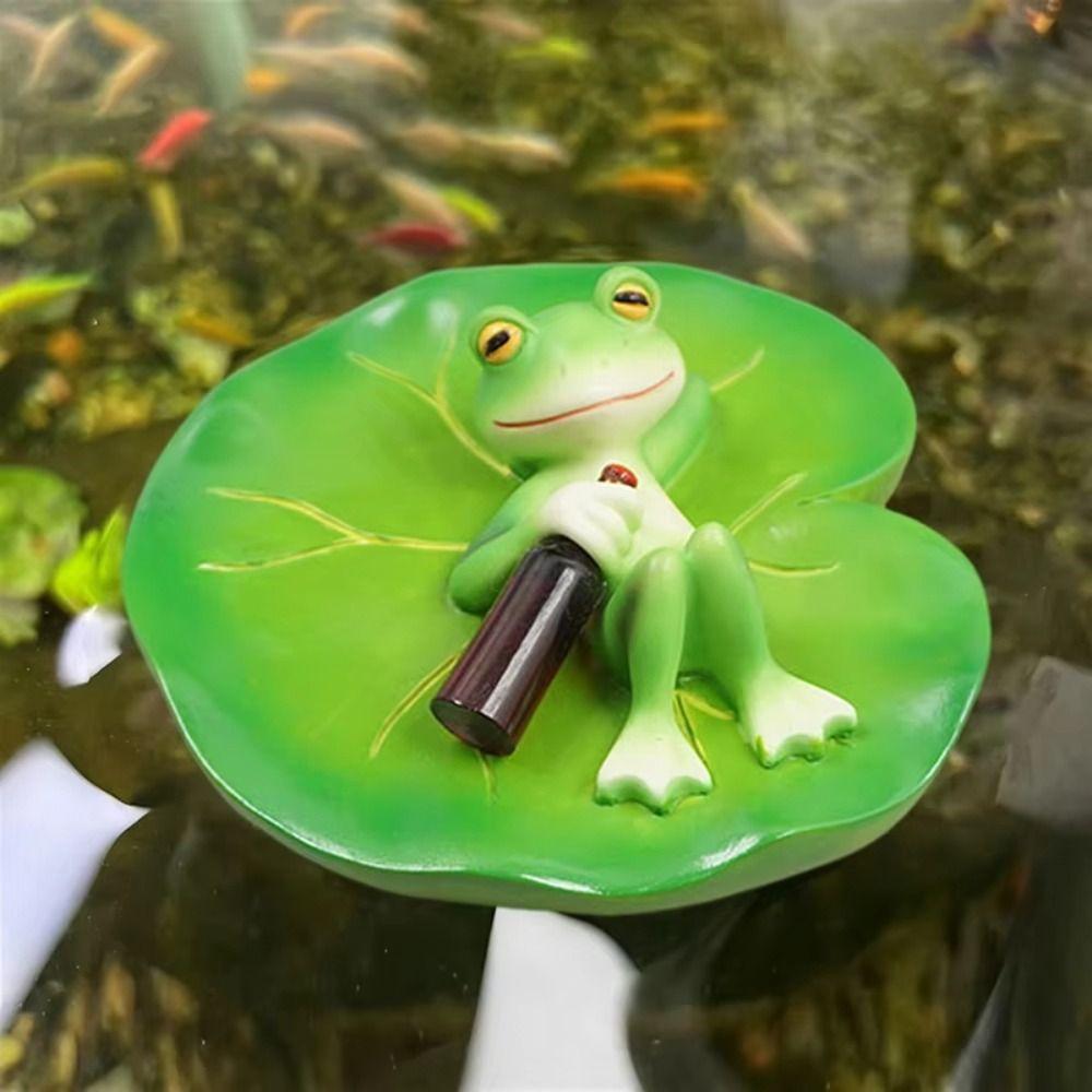 Cute Miniature Frogs Sculpture Creative Floating Frog Pond Ornament Fake Animal Decorations Yard