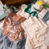 Ladies Spring and Summer Clash Color Lace Edge Naked Sense Without Trace Ice Silk High Waist Triangle Briefs