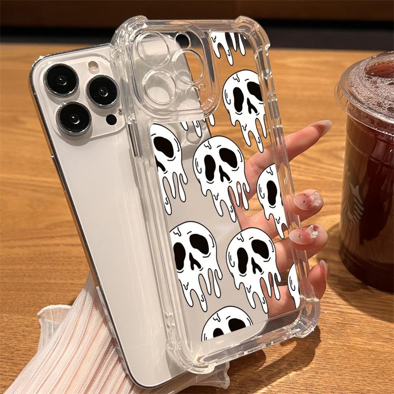 Cute Ghost Clear Phone Case For iPhone 15 14 13 12 11 Pro Max 7 8 14 15 Plus X XR XS Max Funny Halloween Matte Soft Luxury Cover