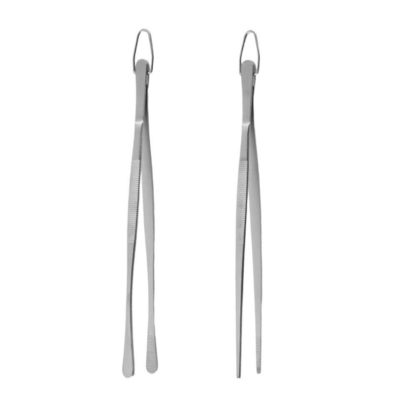 2Pcs Heavy Duty Nonrust Steel Food Tongs Extra Long 30cm Kitchen Utensils For BBQ And Hot Dishes Safe Grip Design