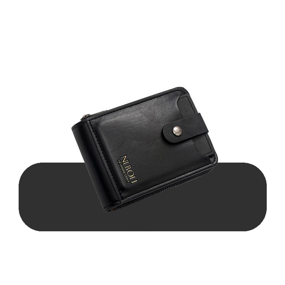 Casual Solid Color Card Bag Zipper PU Leather Card Holder Change Bag RFID Male Wallet  Outdoor