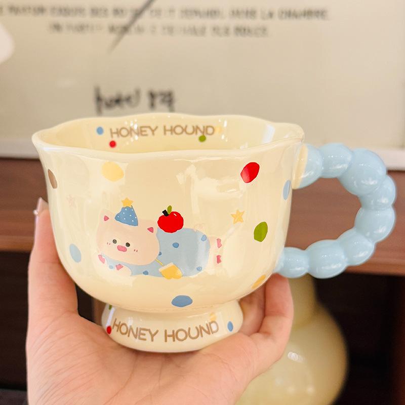 

Cartoon Animal Ceramic Mug Cute Children s Home Water Cup Breakfast Milk Oatmeal Cup Good Looking Souvenir 400ml