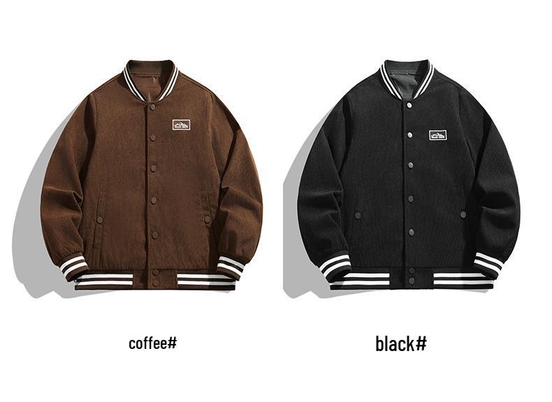 Men's Trendy Japanese Corduroy Baseball Collar Jacket, Loose-Fit Casual Coat for Spring and Autumn