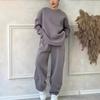 New Women's Fall Winter Casual Loose Crew Neck Long Sleeve Sweatshirt Pants Set