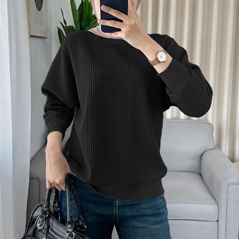 ZANZEA Women Muslim Casual Round Neck Loose Long Sleeve Blouse