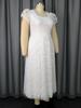 Women Elegant Lace Midi Plus Size A Line Dresses with Puff Sleeves Perfect for Weddings Garden Party and Formal Summer Celebration