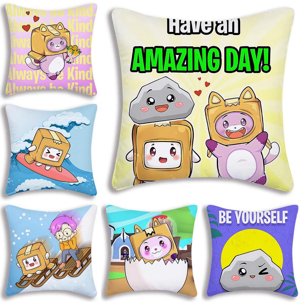 Game Lanky Boxs Pillow Covers Cartoon Sofa Decorative Home Double-sided Printing Short Plush Cute Cushion Cover