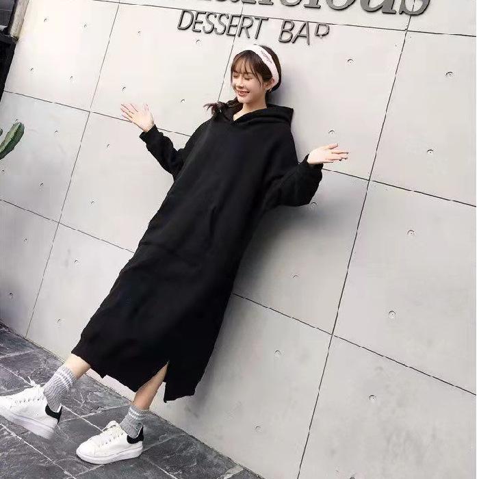 

Женское бархатное платье-свитер с капюшоном больших размеров — от 200 до 300 фунтов. 4XL чёрный