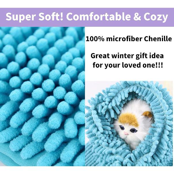 Dog Towel - Microfiber Super Shammy with Hand Pockets, Ultra Absorbent Quick Dry Pet Bath Towels for Small, Medium, Large Dogs and Cats (Large, 31''