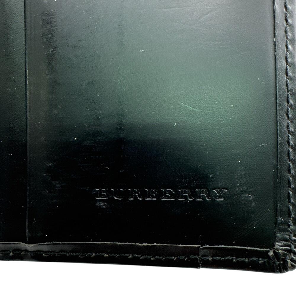 BURBERRY Gamaguchi Nova Check leather Bifold Wallet black leather Used