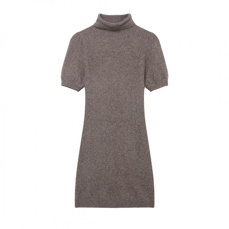 2025 European Winter Slim Knit Mini Dress L