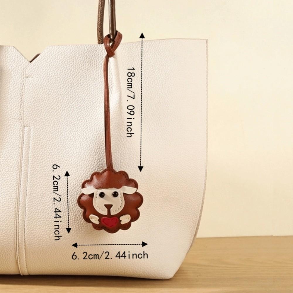Trendy PU Leather Sheep Keychain Lightweight Soft Lamb Keyring Cartoon Animal Round Heart Bag Charm Coworker