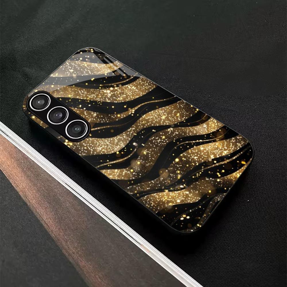 Hot topic Golden stripes PhoneCase Glass PhoneCase for Samsung Galaxy S26 S25 S24 S23 S22 S21 FE Ultra Plus scratch proof Smooth