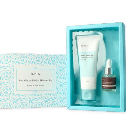 IUNIK SET Beta-Glucan-Edition (Creme 60 ml + Serum 15 ml) - Regenerierendes und feuchtigkeitsspendendes Gesichtsset