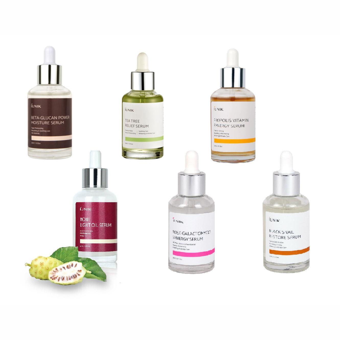 

Сыворотка IUNIK (50 мл) Rose Synergy, витамин прополис, черная улитка, средство от чайного дерева, бета-глюкан, легкое масло нони Black Snail