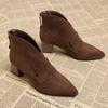 2025 Women's Genuine  Patchwork  Thin High Heel Pointed Toe Back Zip Autumn Ankle Boots Elegant Ladies Daily Dress Shoes