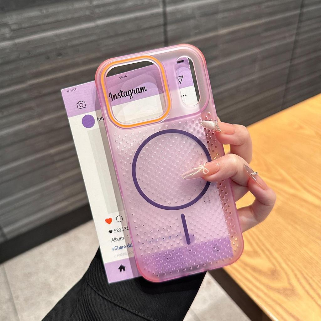 iPhone 17 Pro Max/16 Magnetic Honeycomb Cooling Case with Two-Color Ring