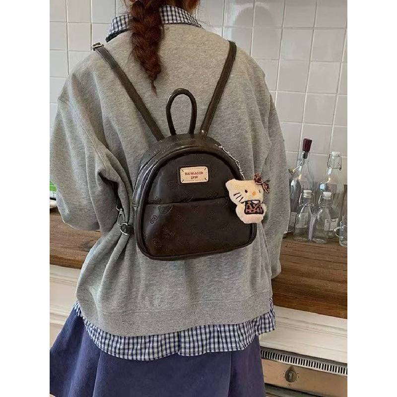 Cute Hello Kitty Print Pu Backpack For Daily Use With Storage And Comfortable Straps