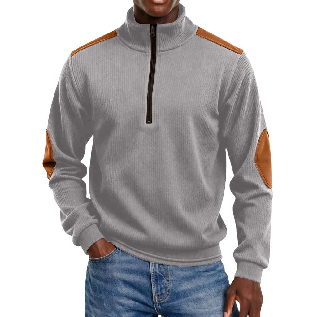 Men's Colorblock Half Zip Stand Collar Sweatshirt Men's Sports Large Size Casual Stand Collar Sweatshirt