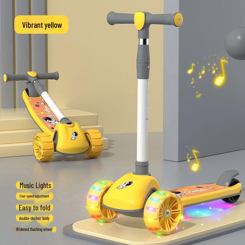 Dětská koloběžka 3 v 1: Posaď se, jeď a zatáčej s hudbou a světly pro děti ve věku 3-12 let.